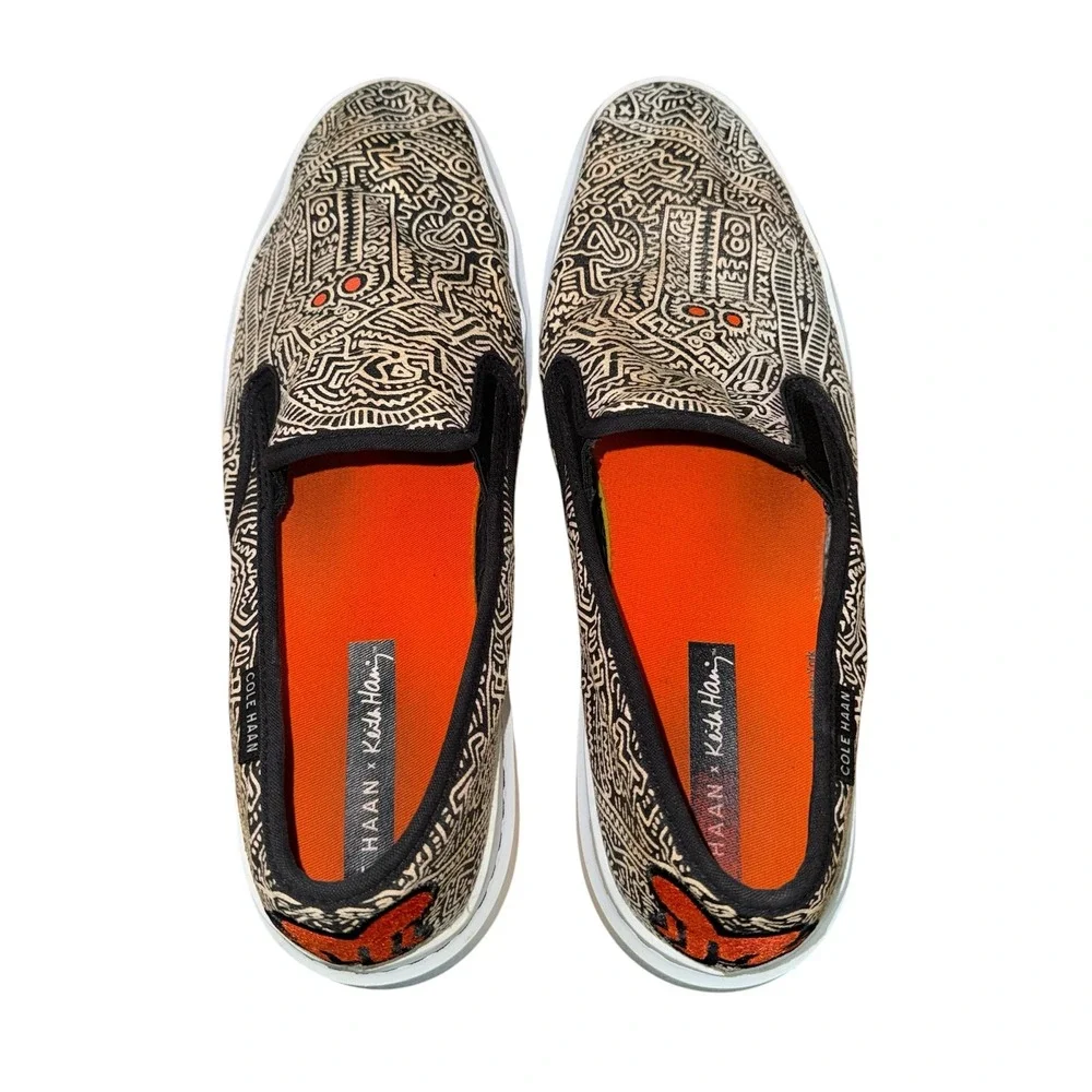 Cole Haan X Keith Haring GrandPro Rally Mens 13 Pre-Owned Slip On Sneakers Black